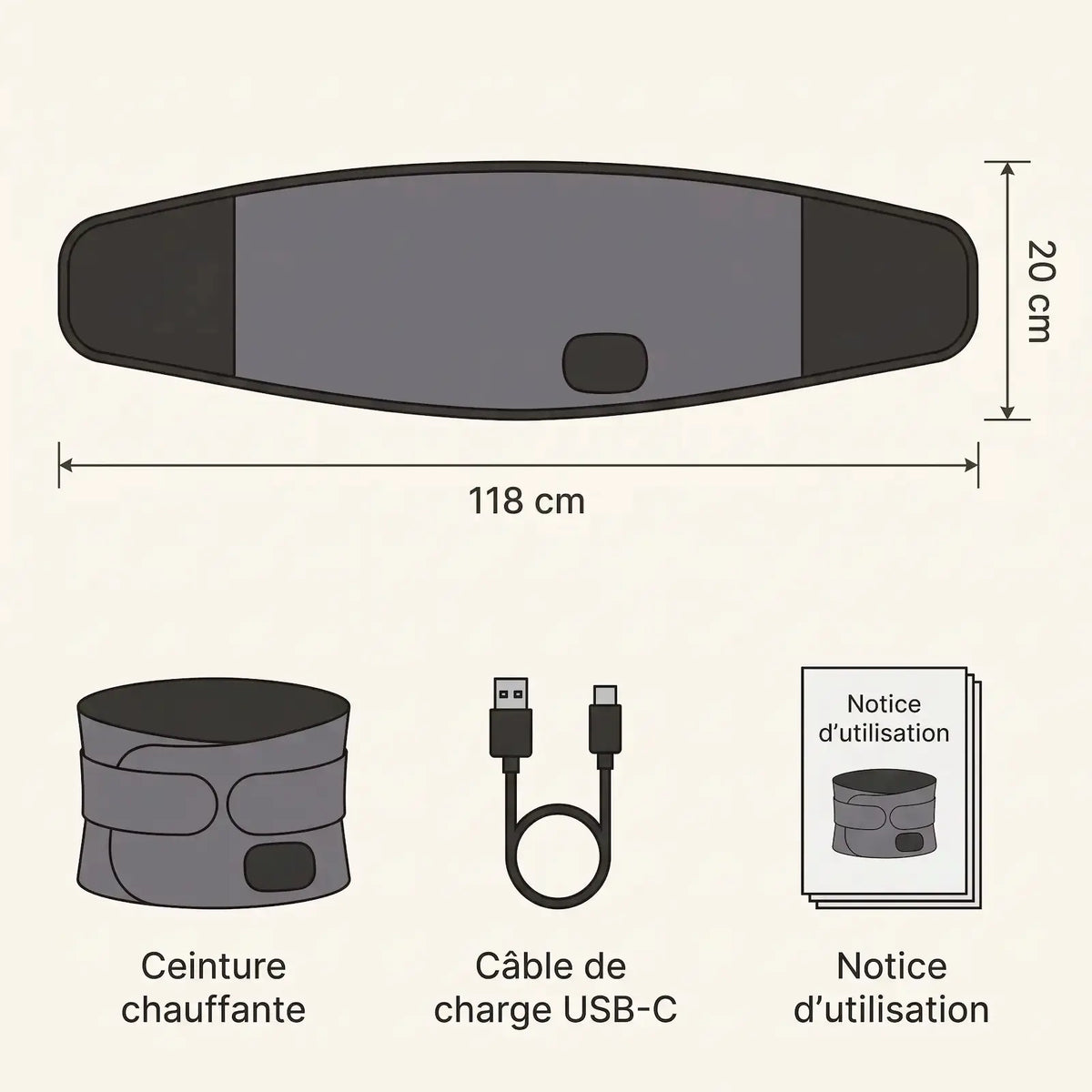 Ceinture Lombaire Chauffante & Massante Rechargeable