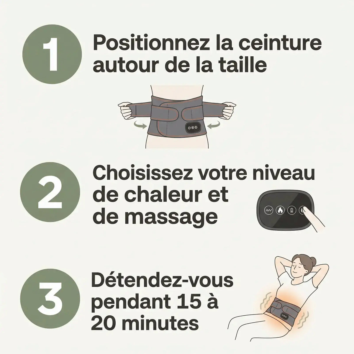 Ceinture Lombaire Chauffante & Massante Rechargeable
