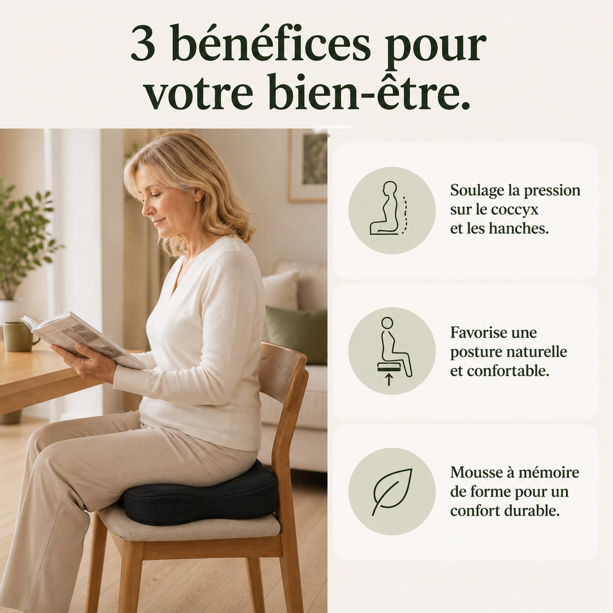 Coussin d’Assise Ergonomique Mémoire de Forme