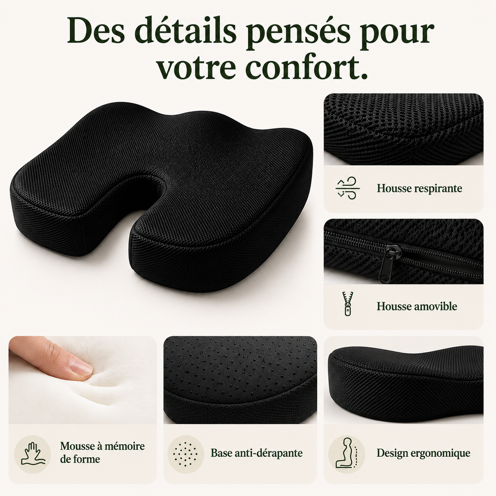 Coussin d’Assise Ergonomique Mémoire de Forme