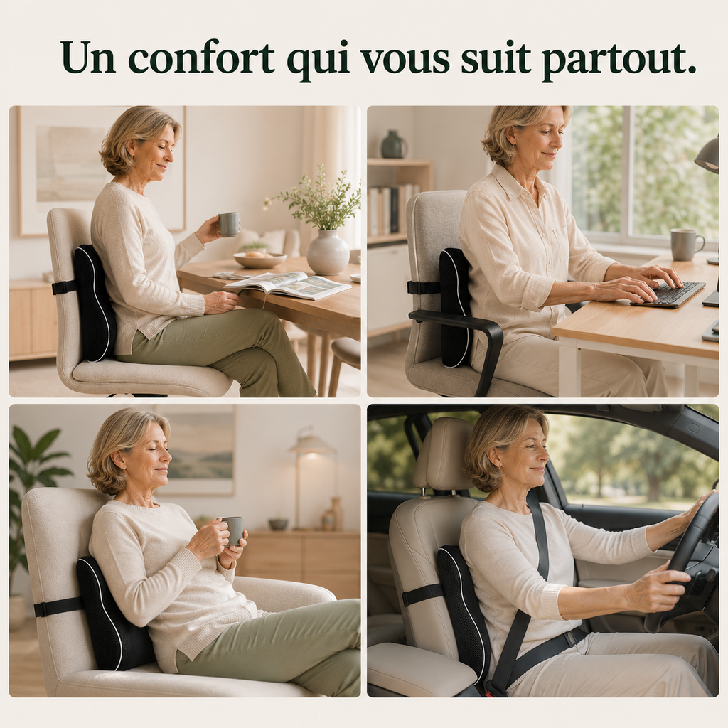 Coussin Lombaire Ergonomique Voiture & Bureau
