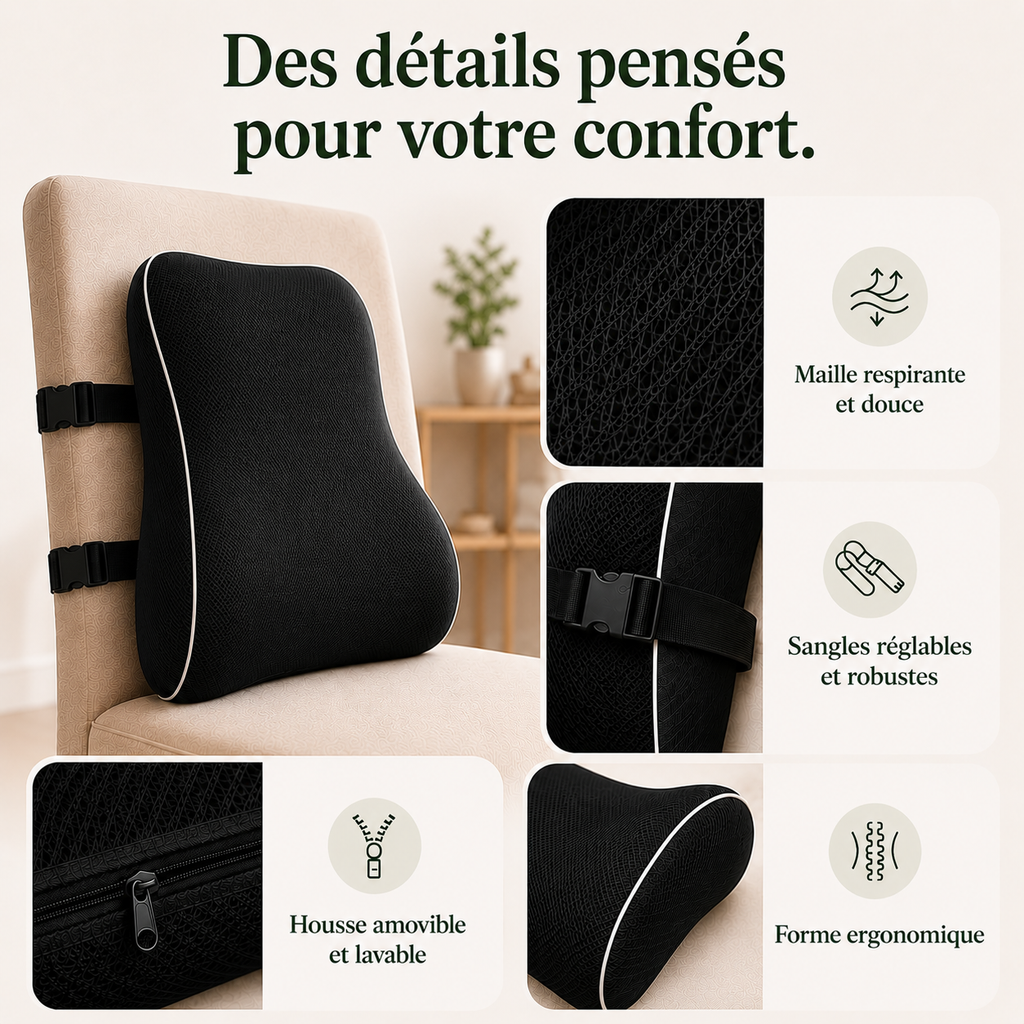 Coussin Lombaire Ergonomique Voiture & Bureau